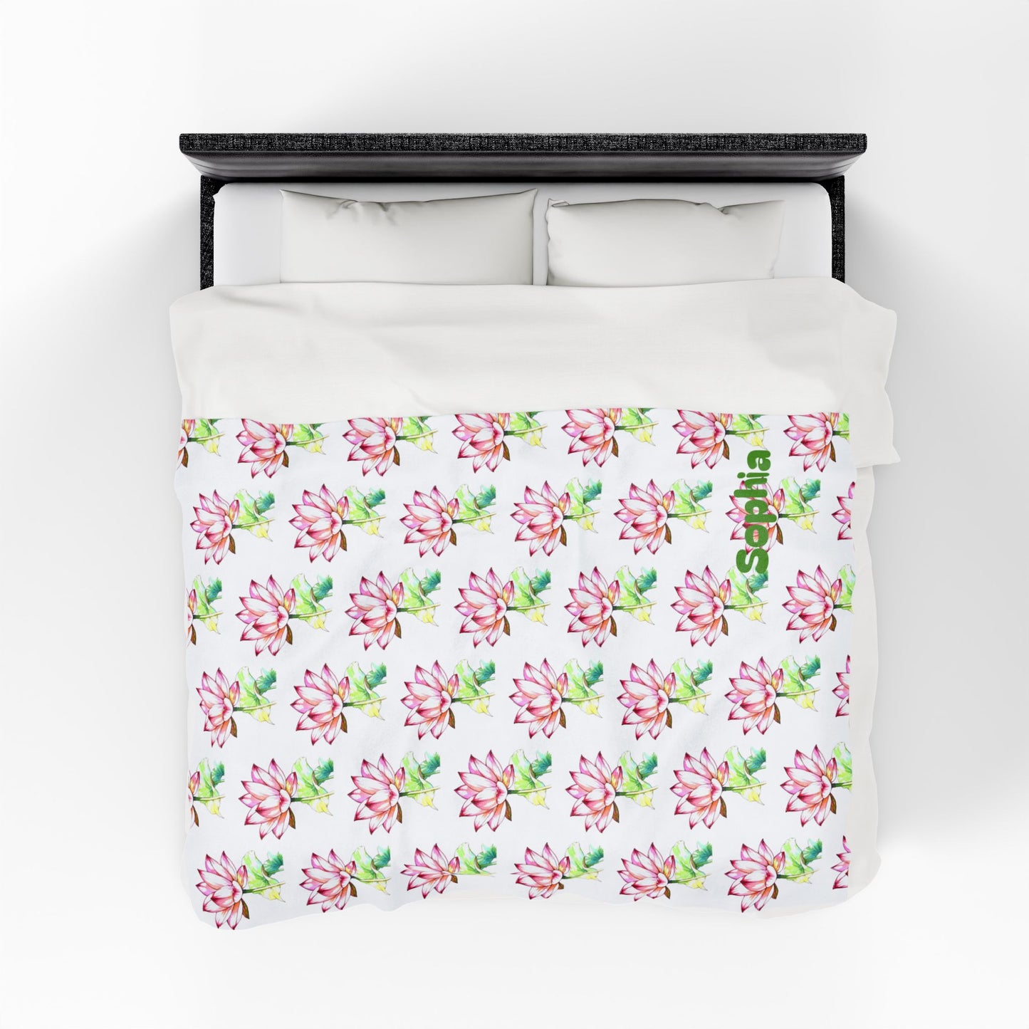 Personalized Floral Velveteen Blanket - Sofia