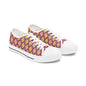 Low Top Sneakers — Retro Diamond Pattern Pink Yellow Casual Women's Shoes