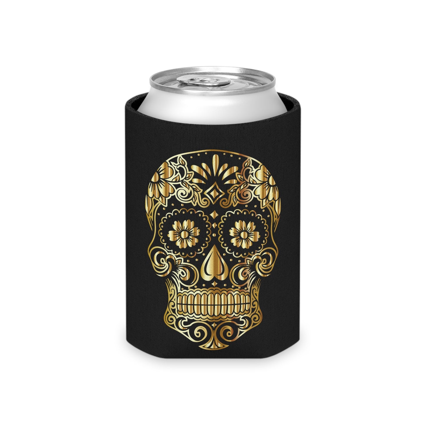 Gorgeous Day of the Dead Skull Can Cooler, Day of the Dead Decor, Beer Sleeve, Fiesta Accessory, Halloween Party Drink Holder