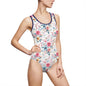 Floral Print Women's Classic Swimsuit, Beachwear, Summer Pool Party, Swimwear, Vacation, Floral Bathing Suit