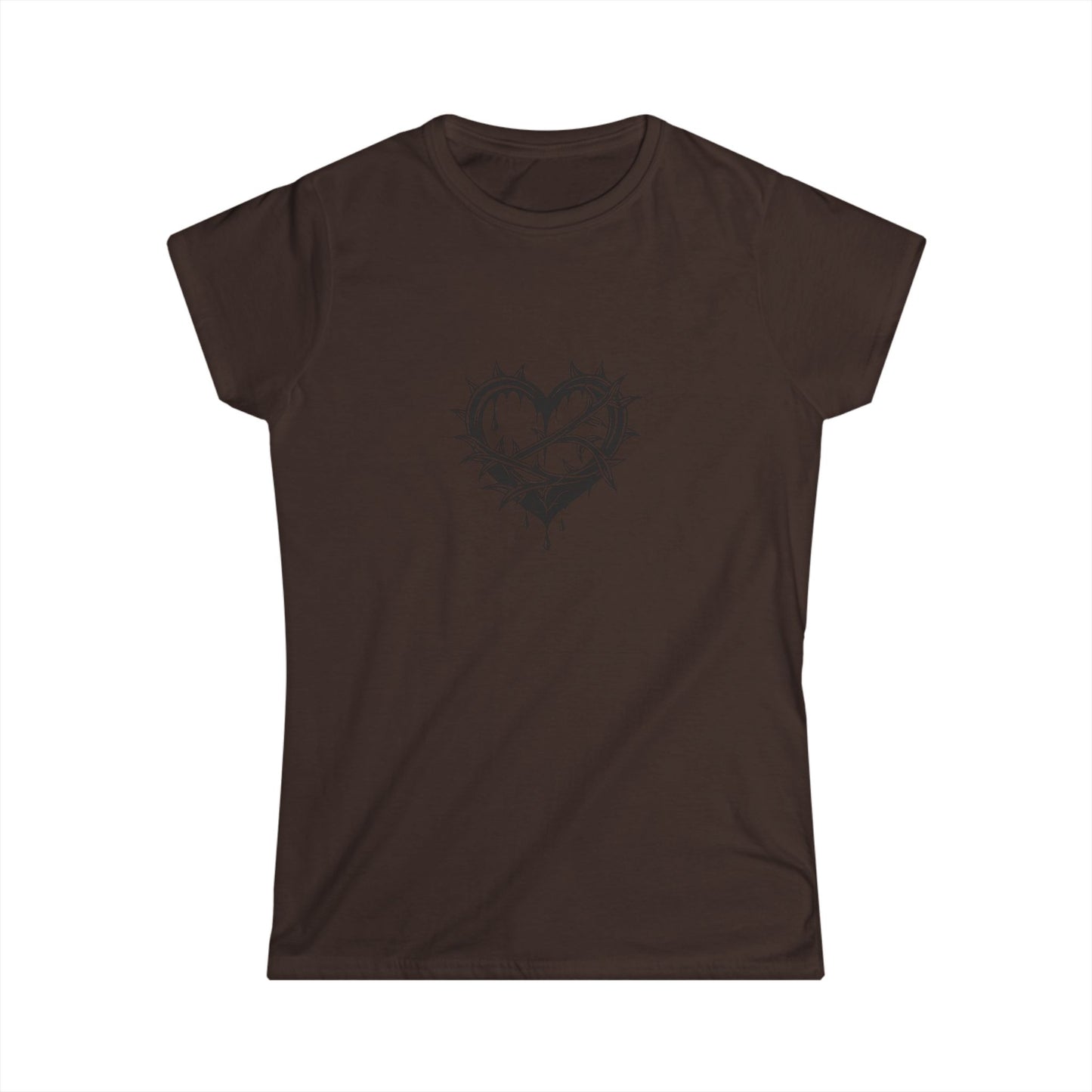 Women's Softstyle Tee with Heart Design, Casual Graphic T-Shirt, Gift for Her, Valentine’s Day Apparel, Trendy Outfit