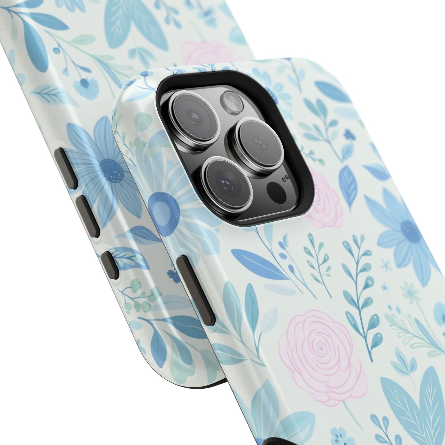 Floral Pastel Magnetic Impact Phone Case — Blue & Pink Botanical Design