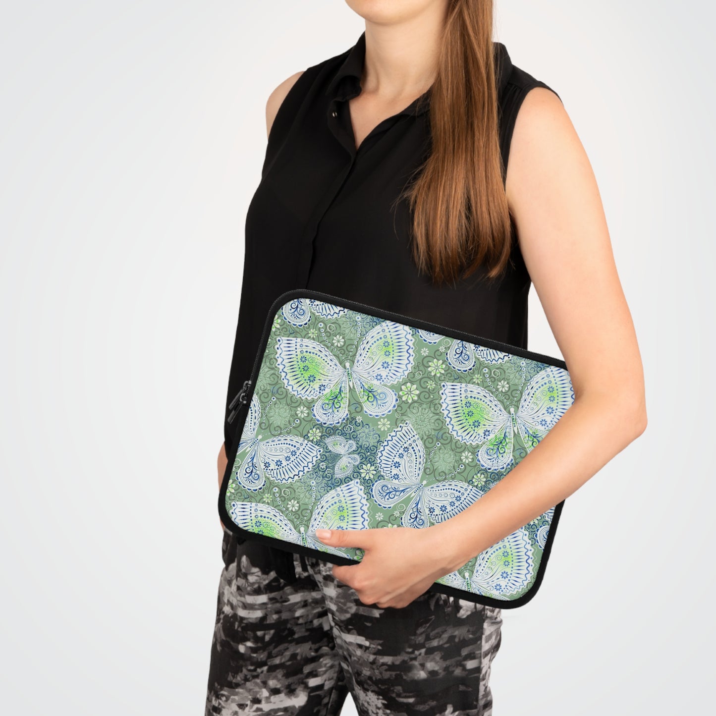 Butterfly Pattern Laptop Sleeve, Eco-Friendly Laptop Case, Computer Bag, Gift for Her, Personalized Tech Accessory