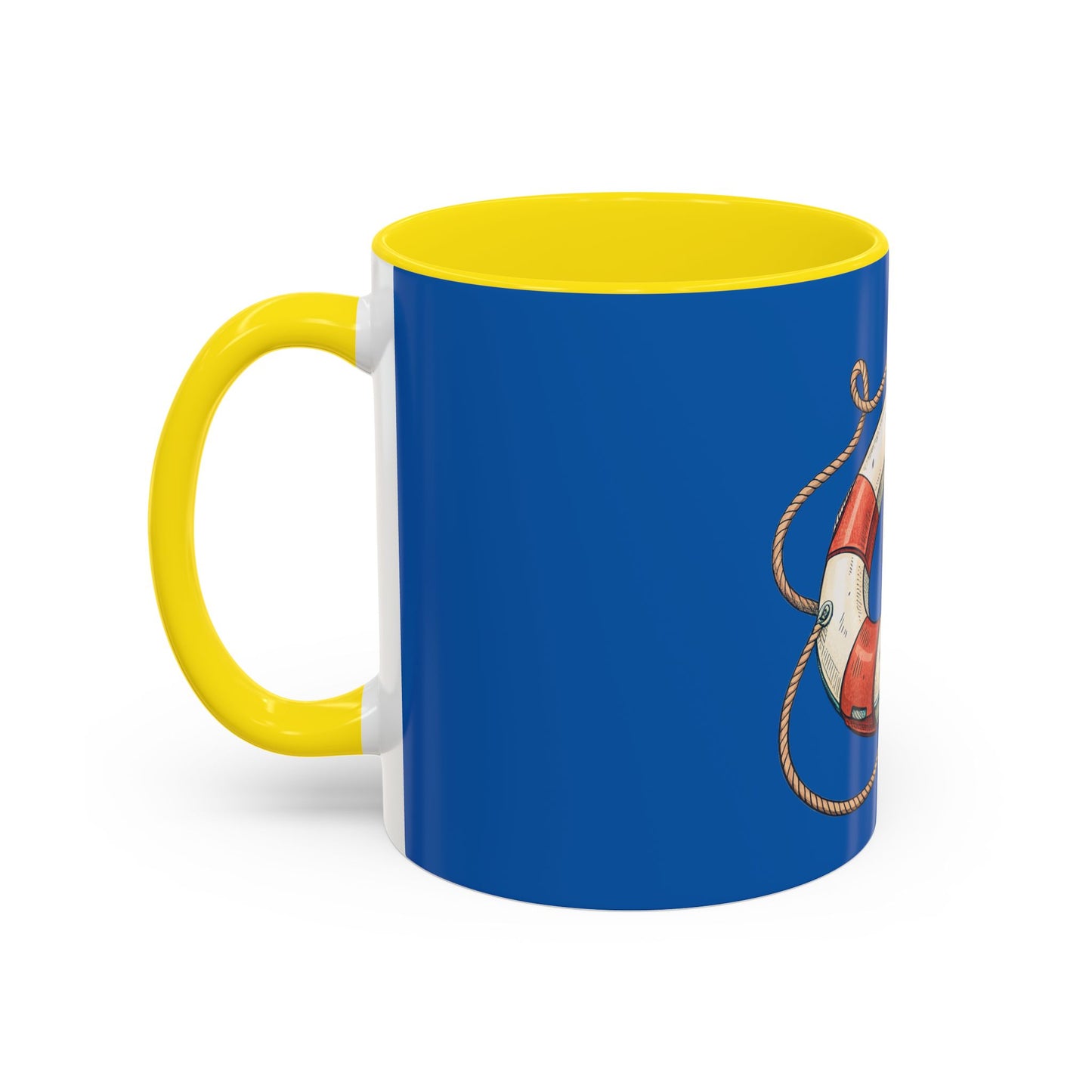 Lifesaver Accent Coffee Mug - Nautical Gift, Beach Decor, Sailor's Coffee Cup, Ocean Lover Mug, Summer Vibes