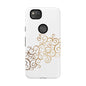 Elegant Floral Phone Case, Tough Cases, Gold Swirls, Stylish Protection, Trendy Gift, Chic Accessory