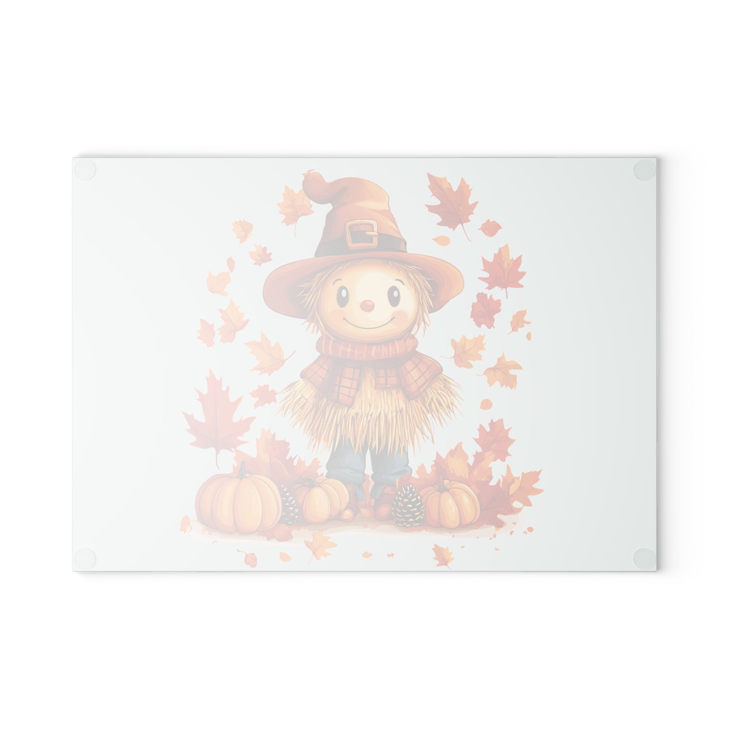 Autumn Scarecrow Glass Cutting Board, Fall Kitchen Decor, Thanksgiving Gift, Food Prep Surface, Harvest Homeware, Seasonal Cooking Tool