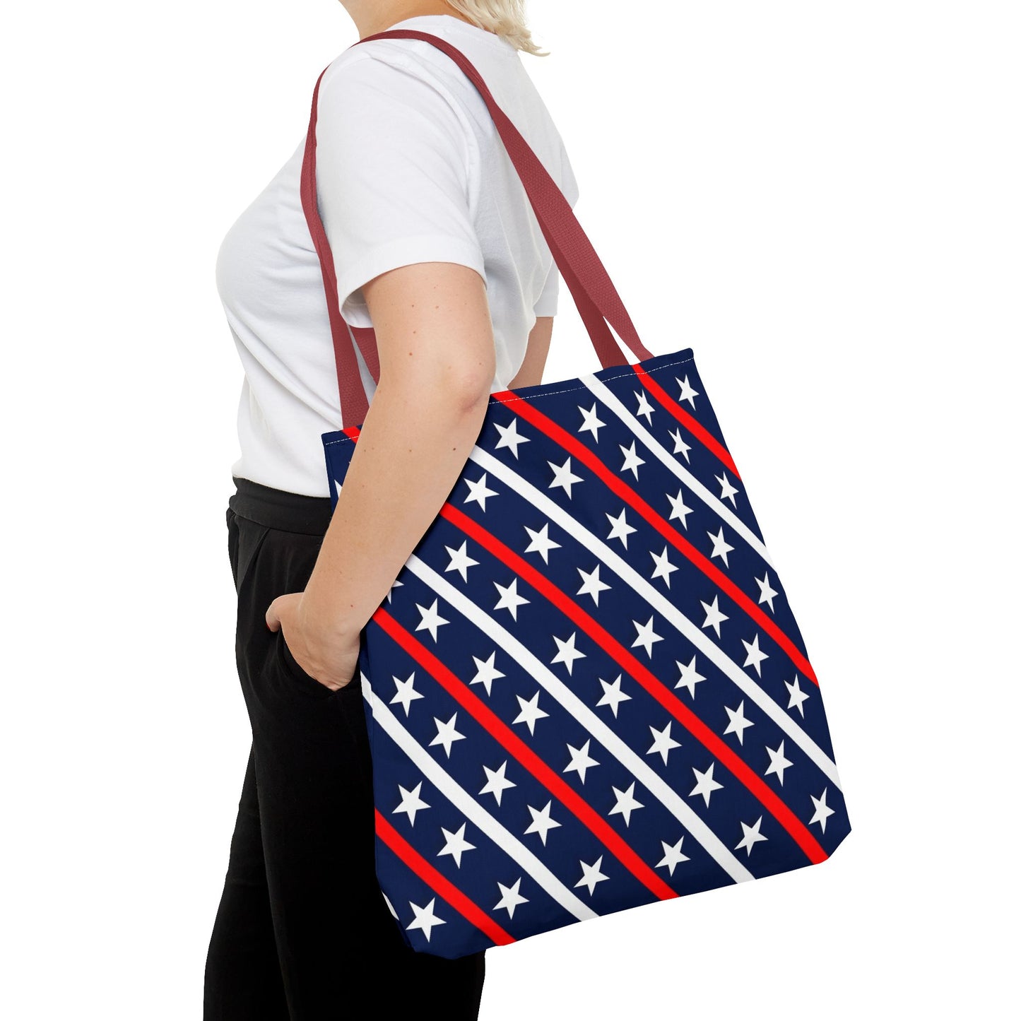 Patriotic Tote Bag, USA Flag Inspired, Star Patterned Purse, Summer BBQ, Independence Day, Memorial Day, Everyday Use