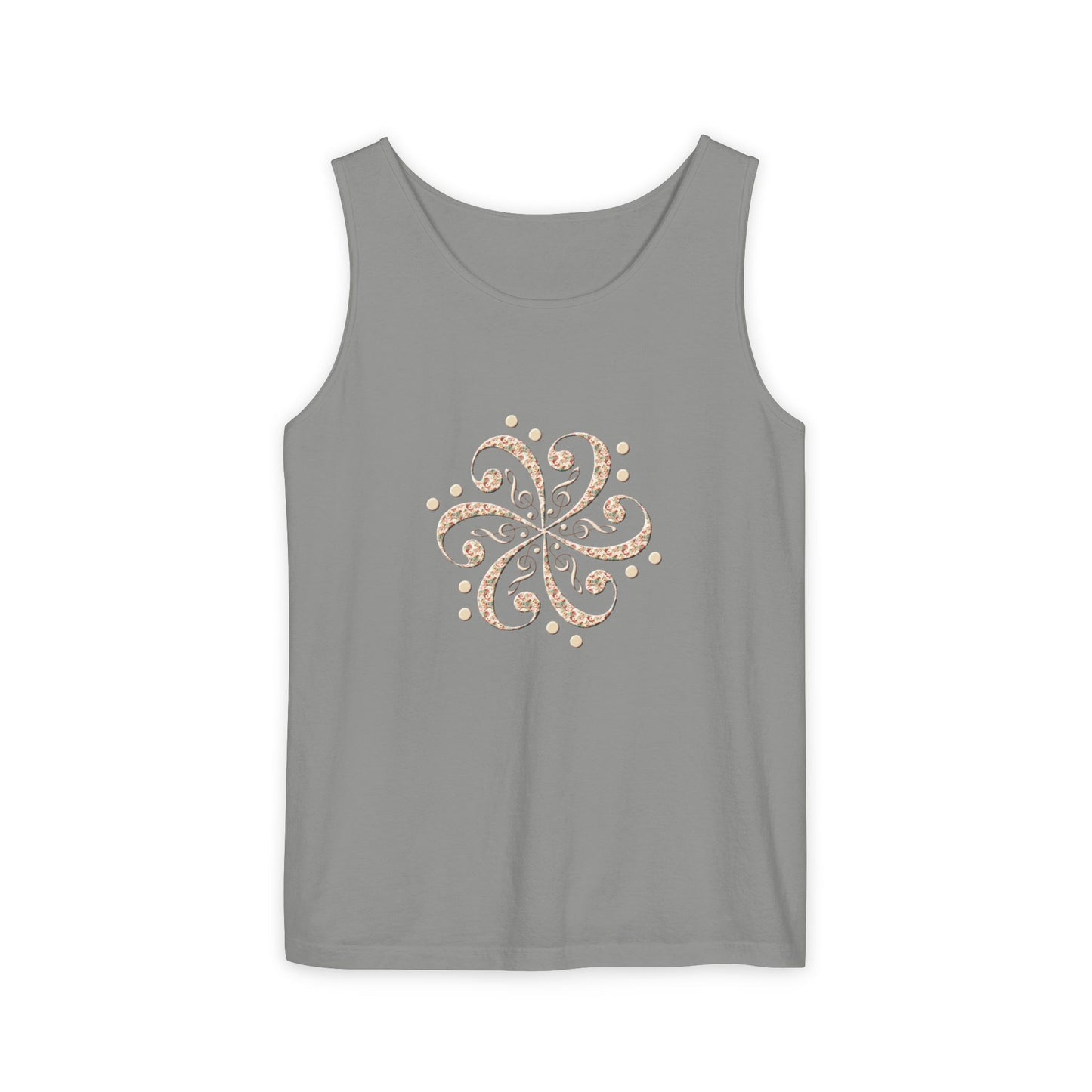 Boho Spiral Design Tank Top | Unisex Summer Apparel, Casual Wear, Beach Outfit, Festival Top, Gift Idea