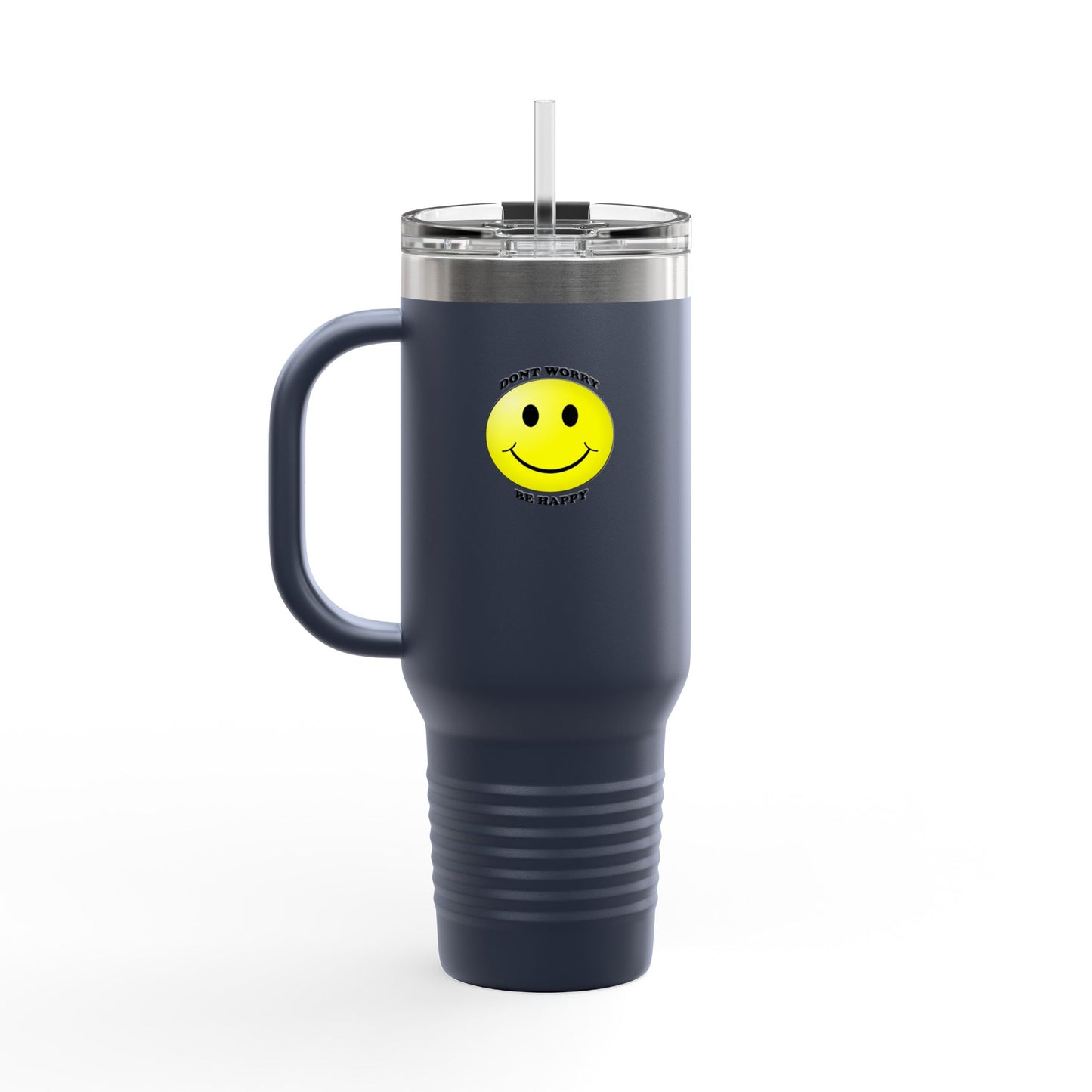 Happy Face Insulated Travel Mug | 40oz, Summer Vibes, Gift for Coffee Lovers, Home Office Essential, Brighten Your Day