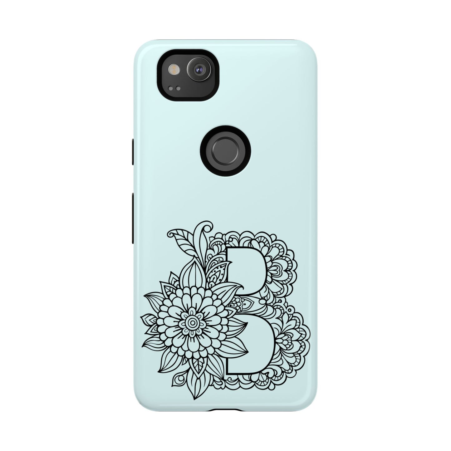 Personalized Tough Phone Case- Letter B, Floral Monogram Cell Phone Cover, Custom Protective Case, Unique Gift, Birthday, Graduation