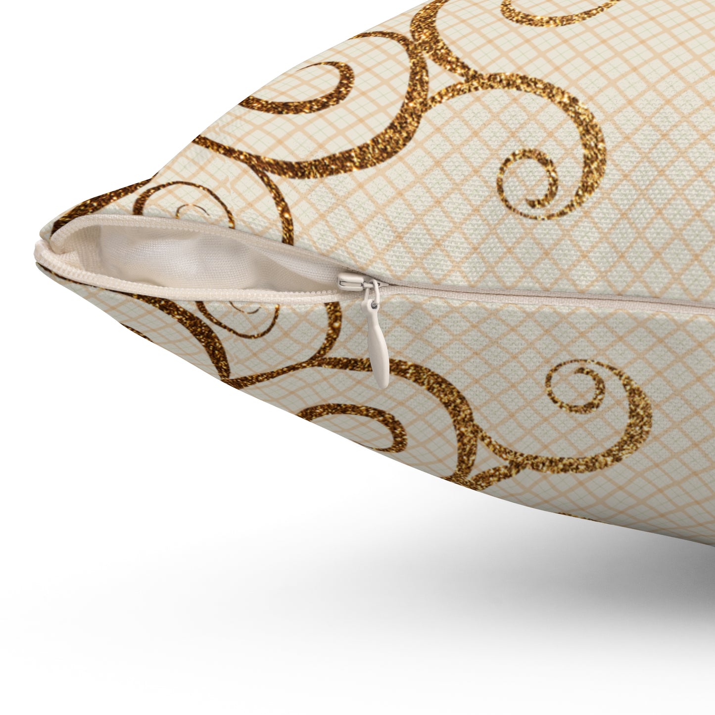 Elegant Swirl Decorative Pillow, Chic Home Accent, Cozy Living Room Decor, Gold Patterned Throw Cushion, Stylish Gift for Weddings