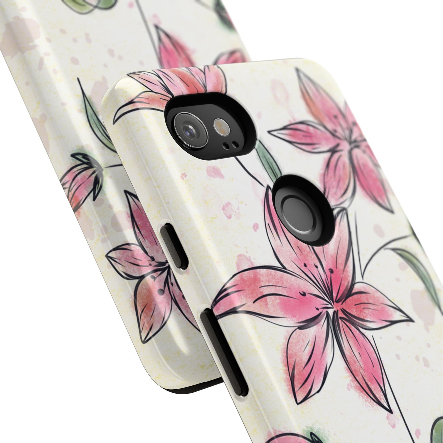 Floral Phone Case with Elegant Pink Lilies, Cute Floral Accessories, Phone Protection, Gift for Her, Stylish Cell Phone Cover