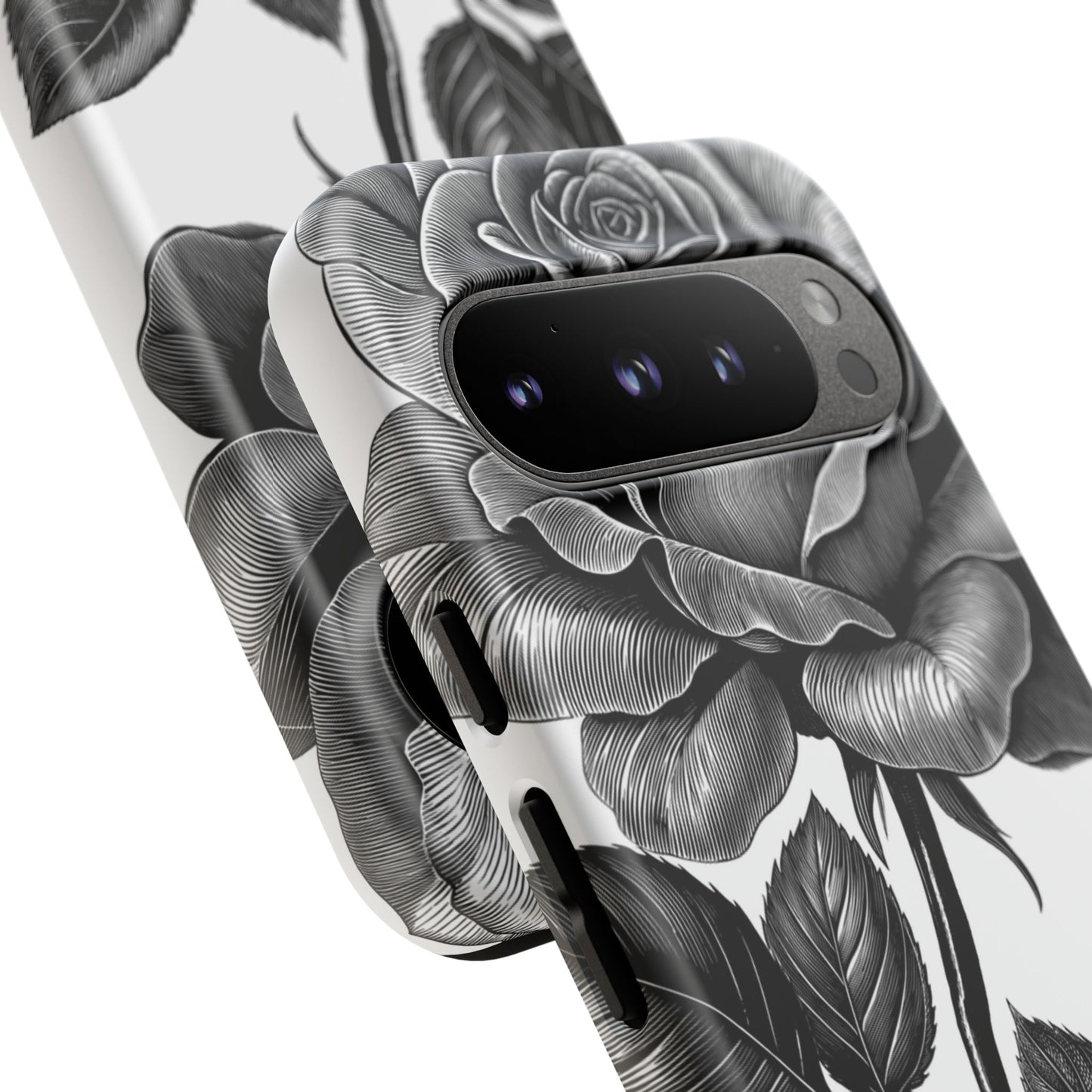 Elegant Floral Phone Case - Tough Cases, Black Rose Design, Floral Phone Cover, Stylish Phone Accessory, Gift for Her, Mother's Day