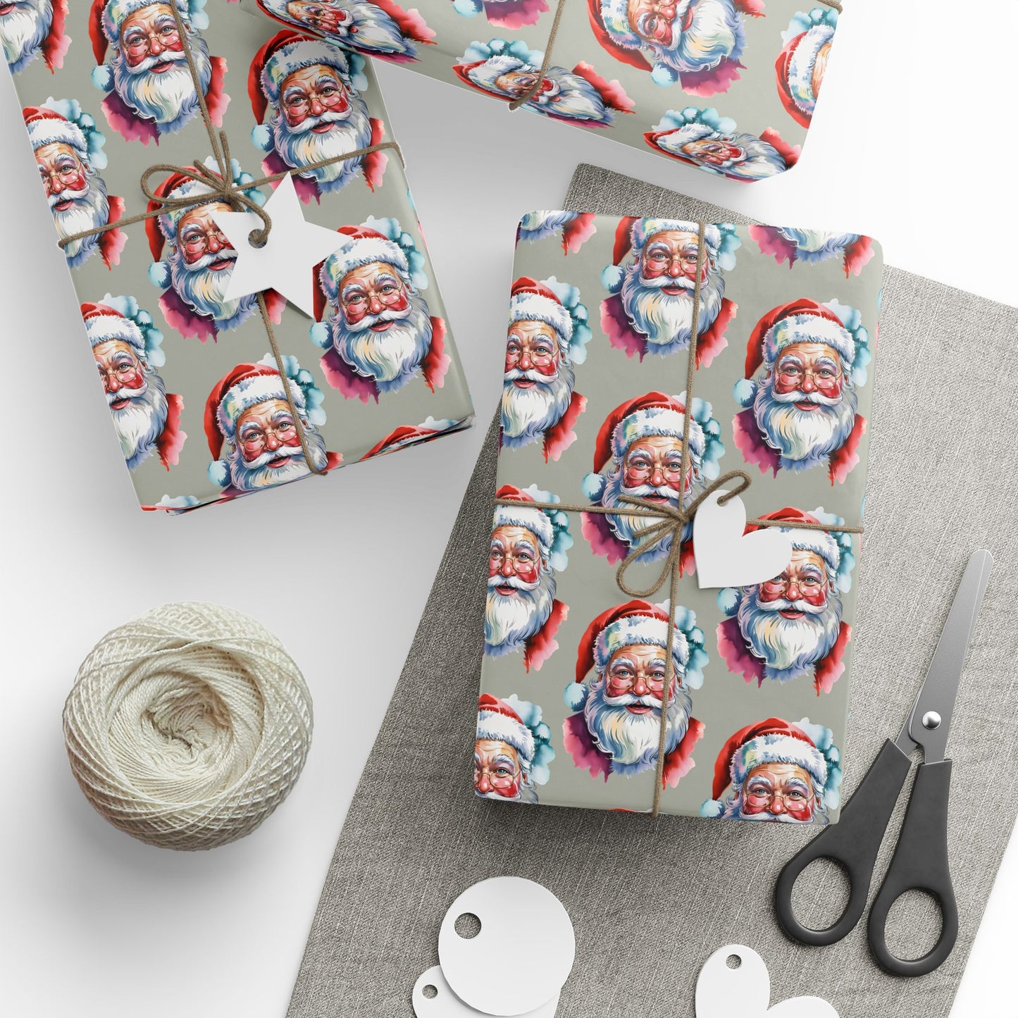 Santa Face Wrapping Paper Roll — Festive Holiday Gift Wrap