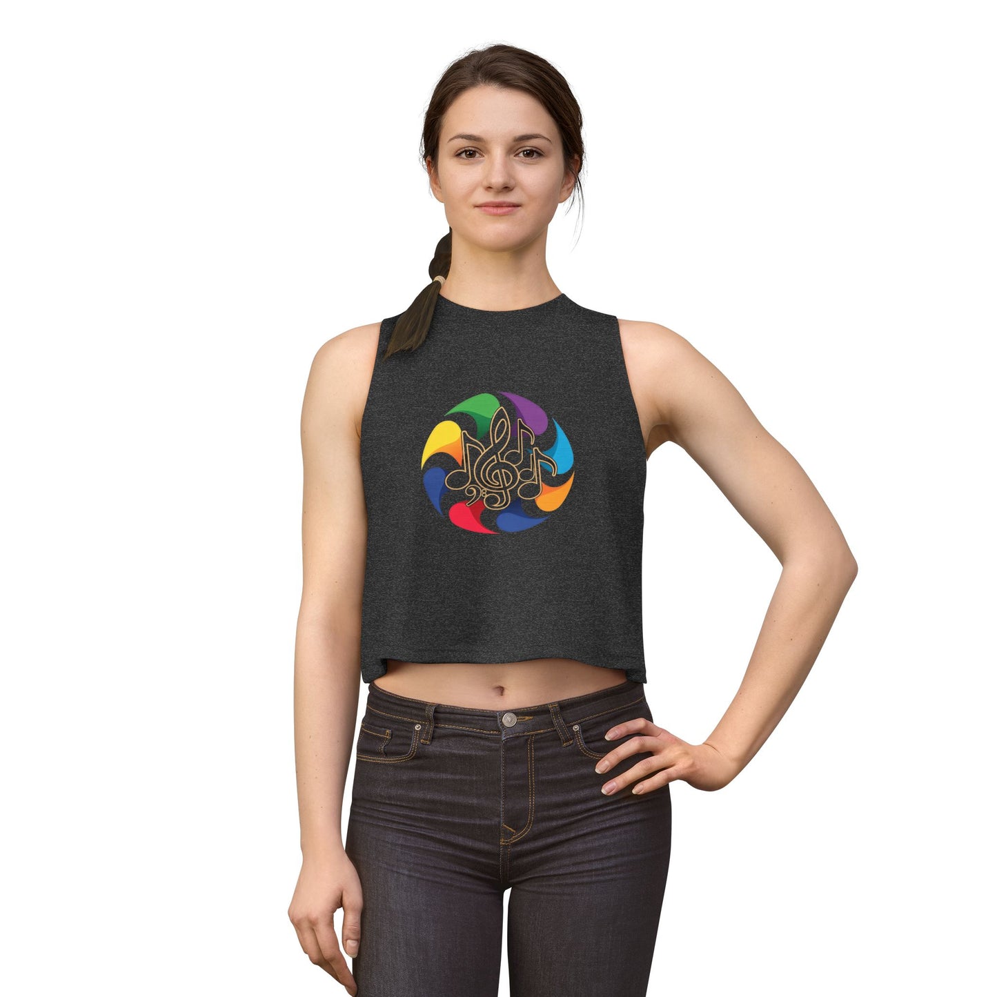 Music Note Mandala Crop Top – Colorful Boho Festival Tank
