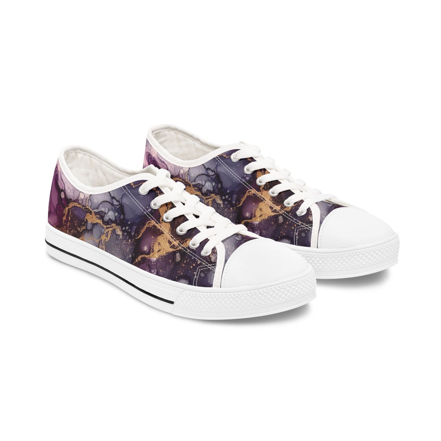 Low Top Sneakers — Purple Marble Galaxy Print