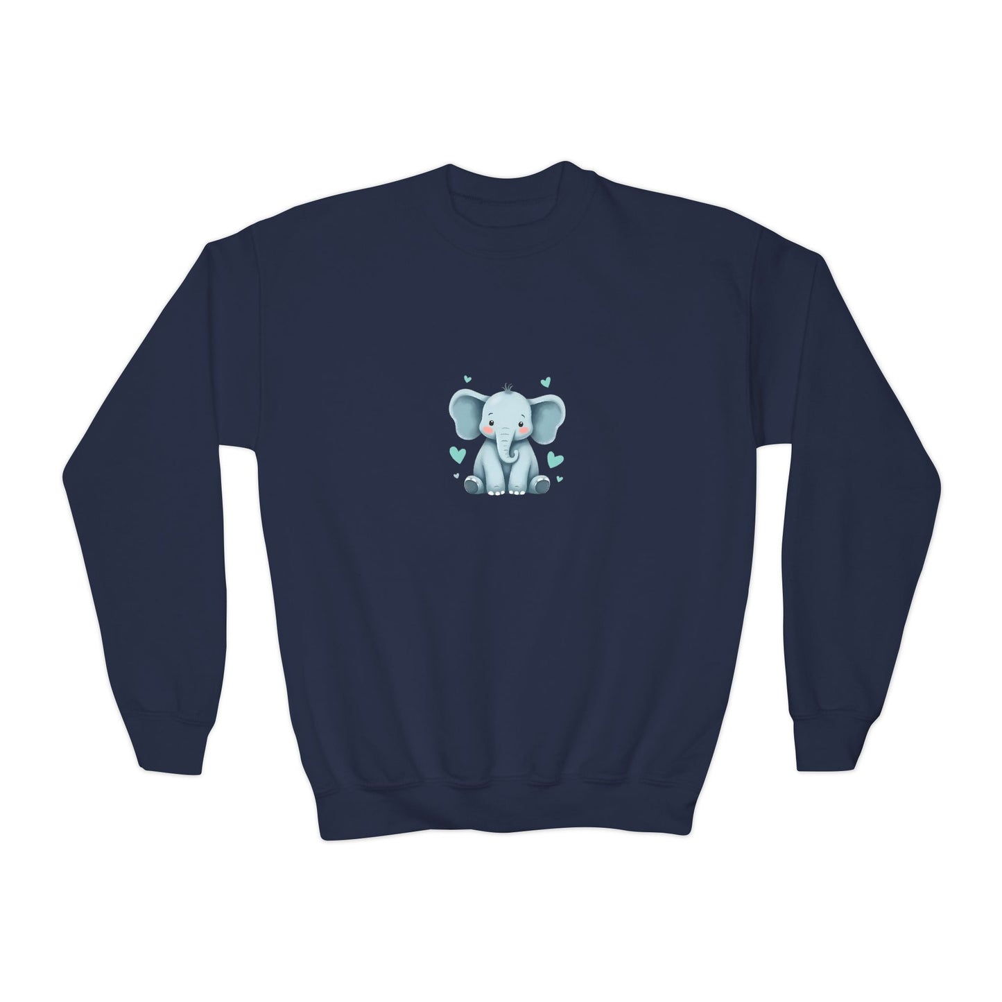 Adorable Elephant Youth Crewneck Sweatshirt, Kids' Casual Wear, Animal Lover Gift, Birthday Present, Cute Sweatshirt for All Seasons