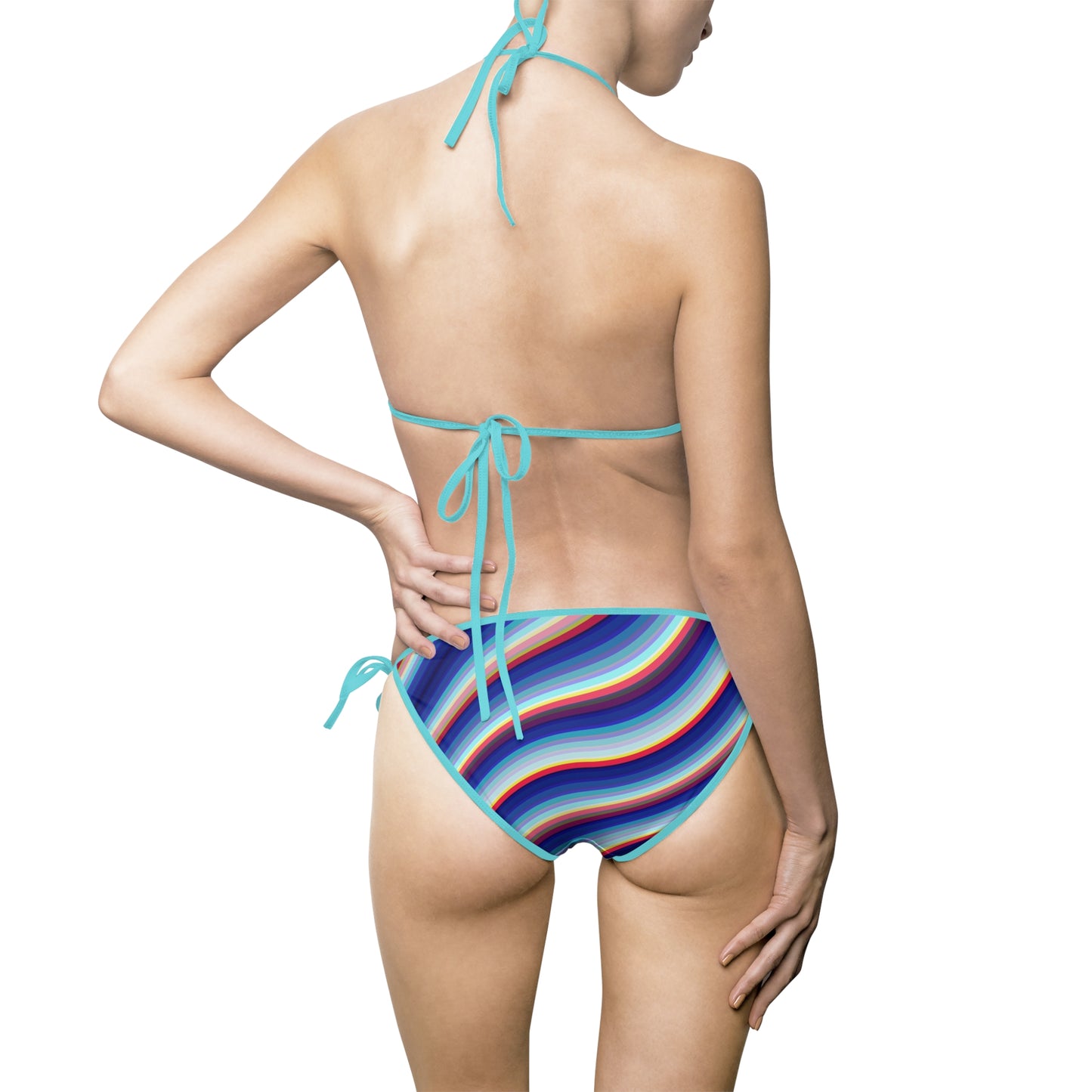 Women's Colorful Stripe Bikini Set, Summer Beachwear, Swimsuit, Vacation Essentials, Pool Party Attire, Trendy Swimwear