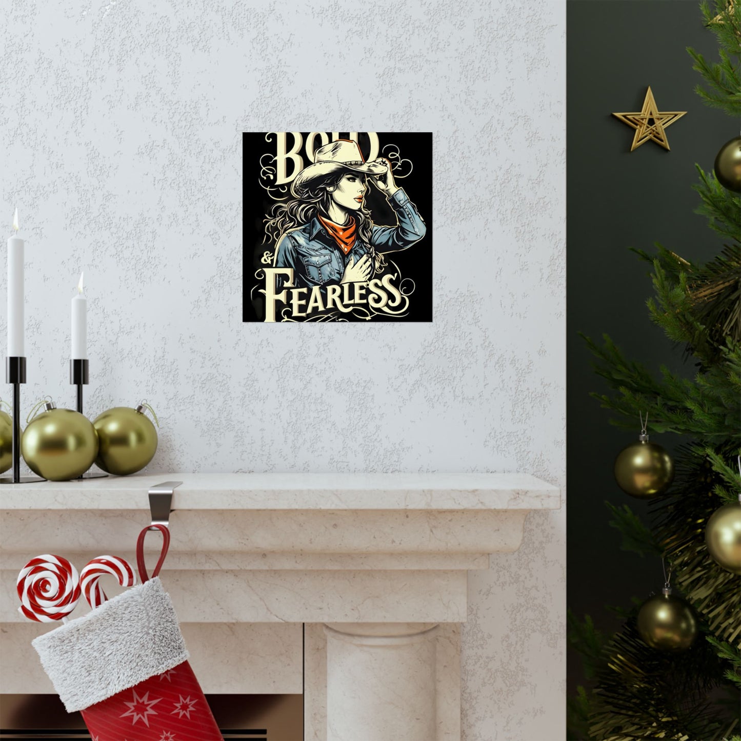 Bold & Fearless Cowboy Woman Poster — Matte Vertical Wall Art