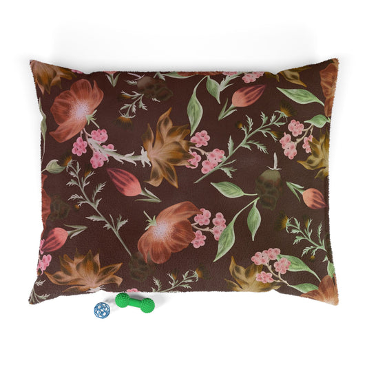 Floral Pet Bed - Cozy Dog Cat Cushion, Decorative Pet Accessory, Indoor Dog Bed, Cat Bed, Flower Print Pet Lounger