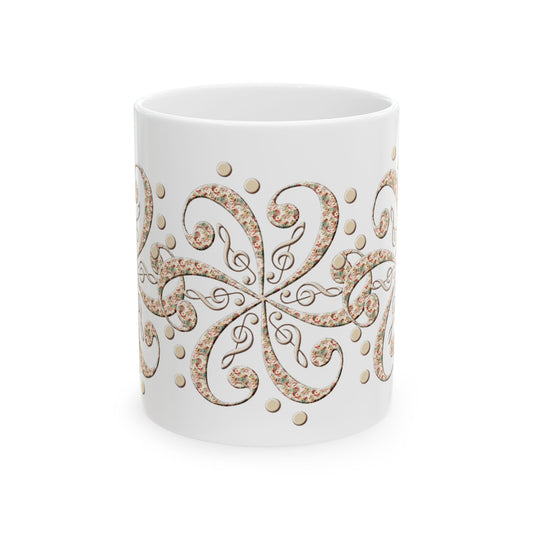 Musical Swirl Ceramic Mug - Perfect Gift for Music Lovers, Coffee Lover Unique Kitchen Decor, Relaxing Tea Time
