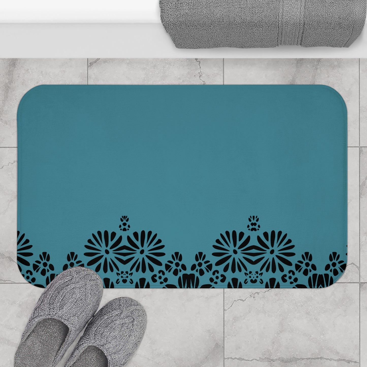 Floral Elegance Bath Mat - Chic Bathroom Decor, Home Spa Essentials, Gift for Her, Modern Design, Cozy Comfort