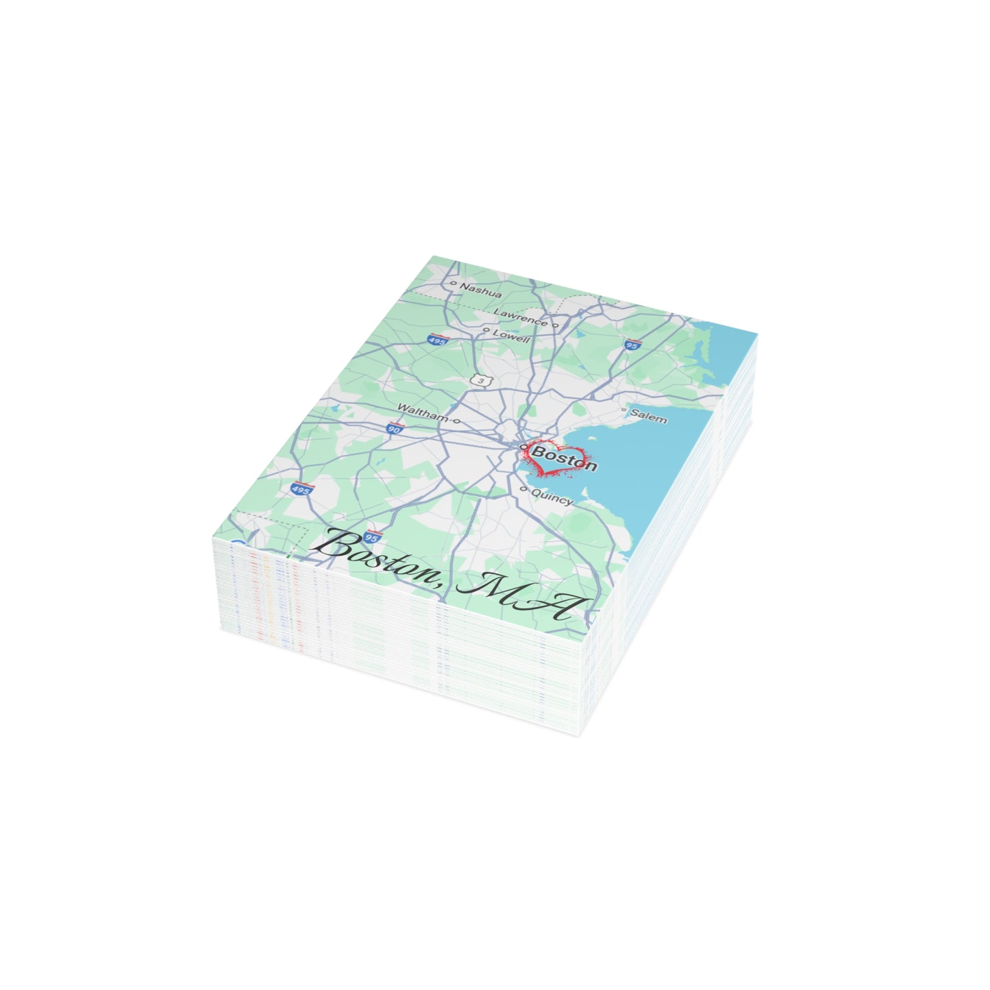 Boston Map Postcard Bundle - Personalized Travel Keepsake, Perfect for Souvenirs, Gifts, Wedding Invitations, or Event Thank You Cards