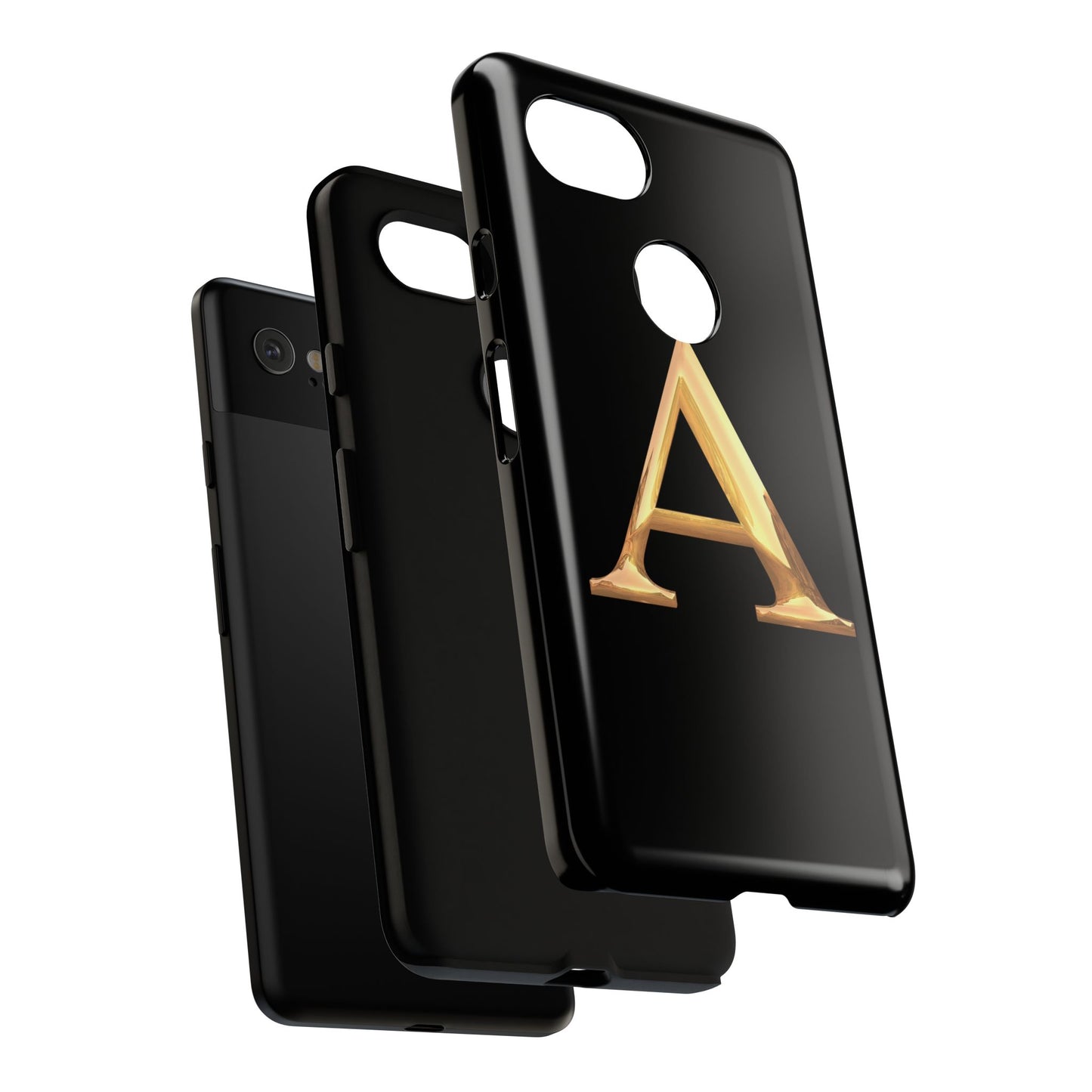 Custom Phone Case with Gold Letter A, Monogrammed Gift, Tough Protective Case, Personalized Phone Accessory, Unique Phone Cover
