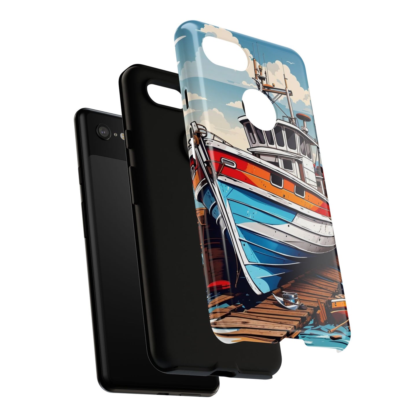 Colorful Fishing Boat Phone Case | Nautical Gift, Marine Design, Coastal Aesthetic, Summer Vibes, Sea Lover's Accessory