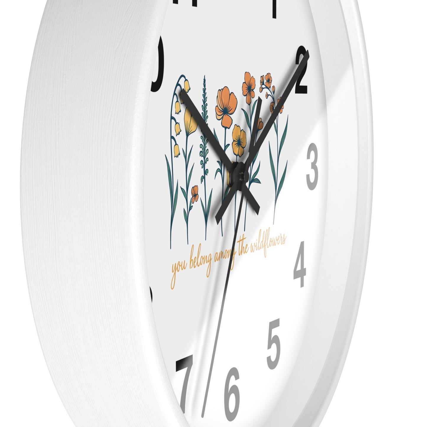 Boho Floral Wall Clock - You Belong Among the Wildflowers, Home Decor, Gift for Nature Lovers, Office Wall Decor, Rustic Style