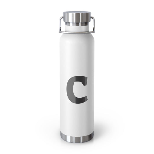 Personalized Copper Insulated Water Bottle, 22oz - "C" Custom Monogram, Travel Mug, Fitness Bottle, Hydration Gift, Eco-Friendly