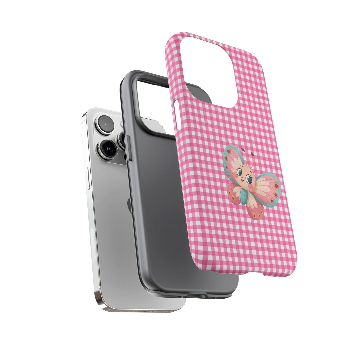 Cute Butterfly Phone Case, Tough Cases, Floral Phone Accessory, Gift for Her, Spring Fashion, Kids' Birthday Present, Pastel Aesthetic
