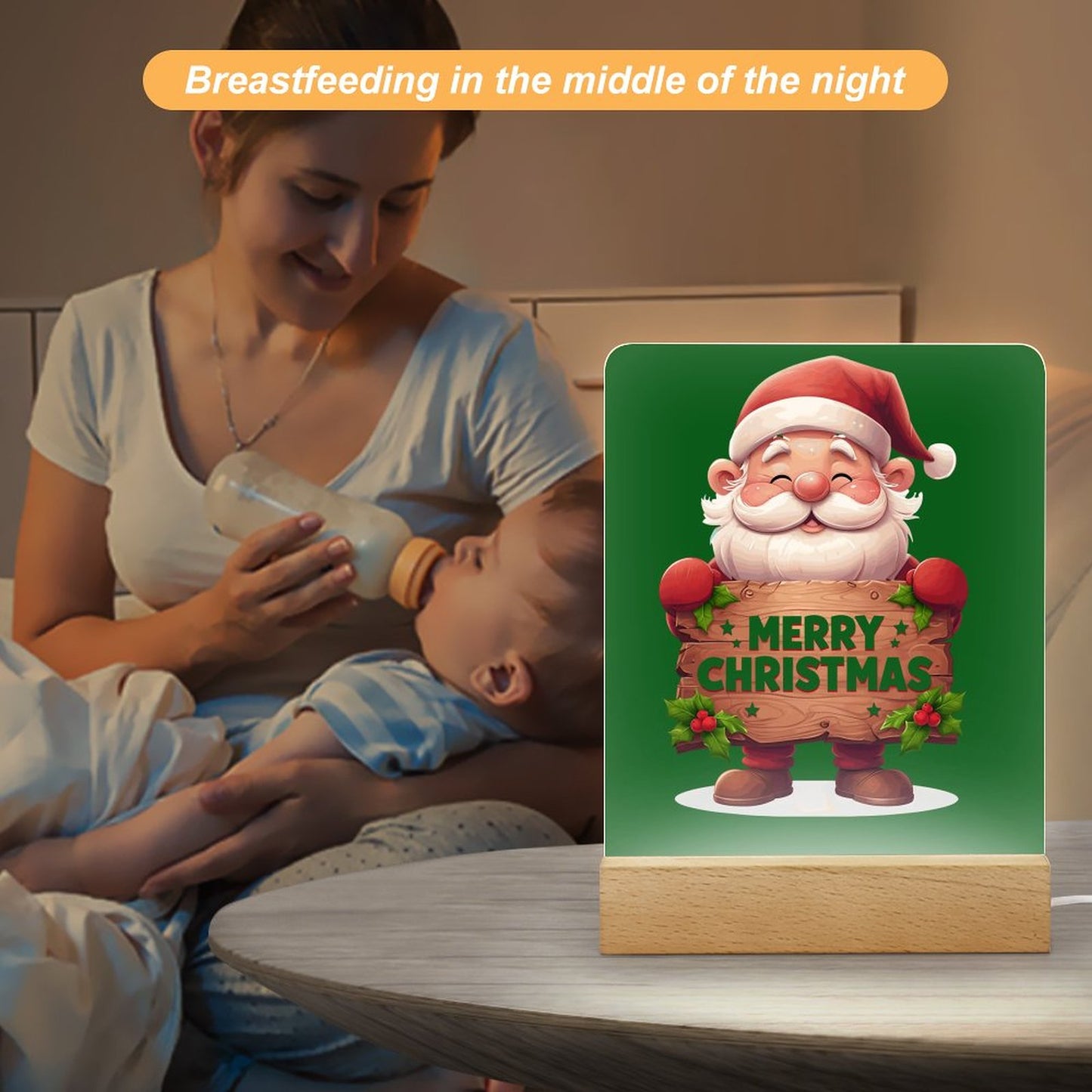 Acrylic Photo Night Light with Wooden Base