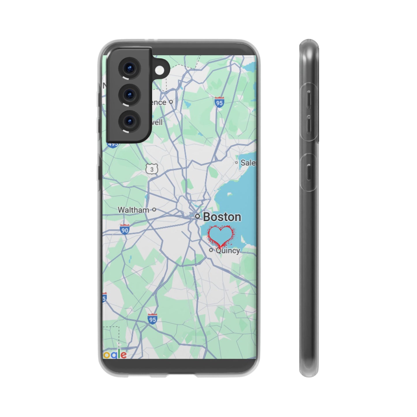 Boston Map Flexi Case for iPhone, Custom Location Phone Case, Unique Gift, Boston Heart Design, Travel Lover Accessory