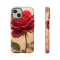 Floral Phone Case with Red Rose Design, Tough Phone Cover, Flower Print, Gift for Her, Stylish Accessory, Floral Aesthetic