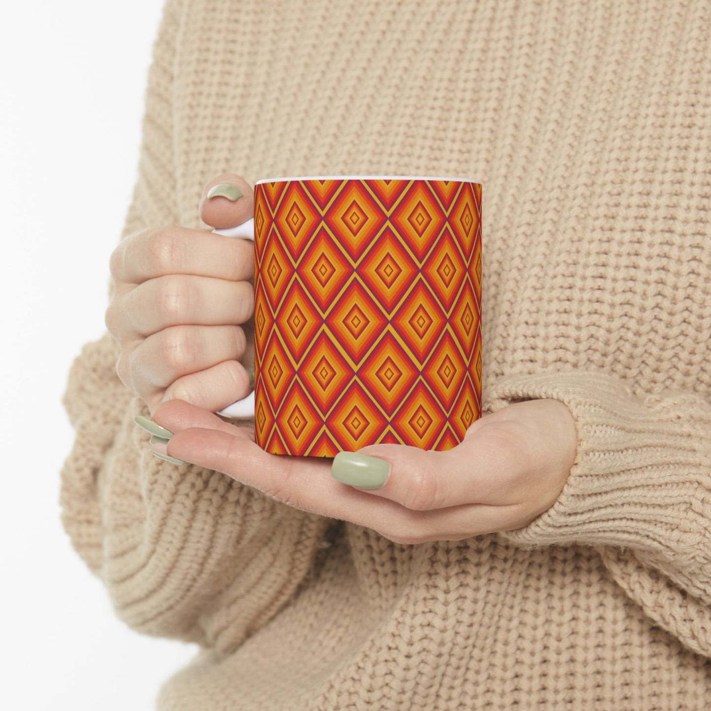 Vibrant Geometric Ceramic Mug - Perfect for Coffee Lovers, Decorative Gift, Kitchen Decor, Birthdays, and Festive Occasions