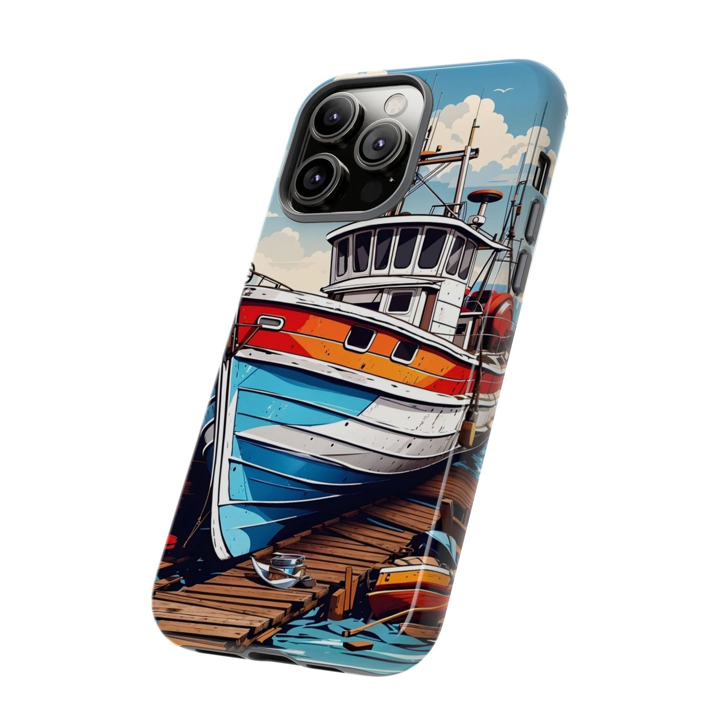 Colorful Fishing Boat Phone Case | Nautical Gift, Marine Design, Coastal Aesthetic, Summer Vibes, Sea Lover's Accessory