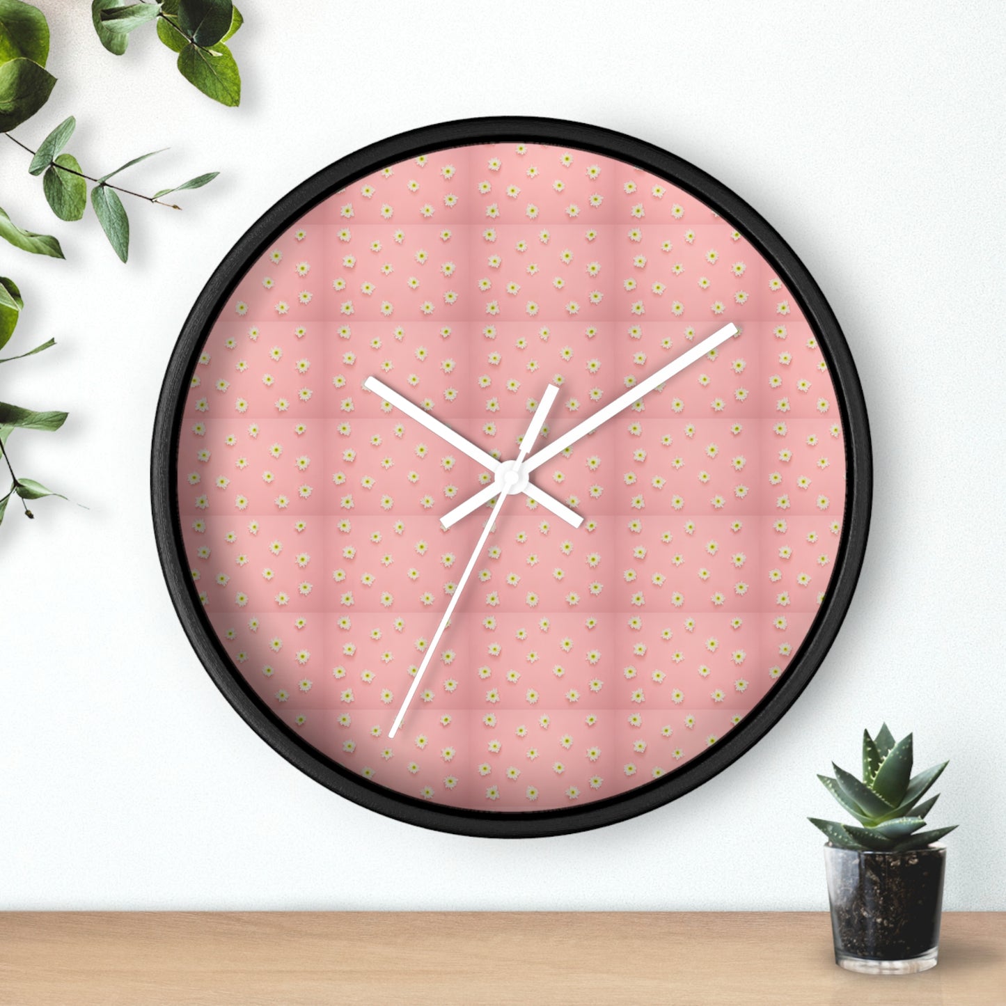 Charming Floral Wall Clock Pink Decor, Home Accessories, Gift for Her