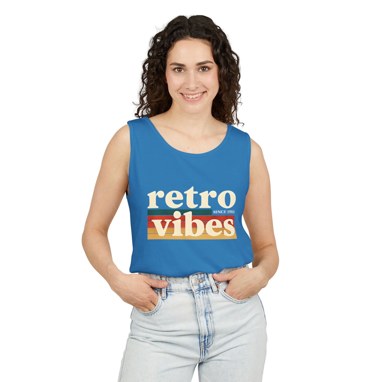 Retro Vibes Tank Top - Unisex Summer Apparel, Casual Wear, Beach Attire, Vintage Style, Gift for Friends