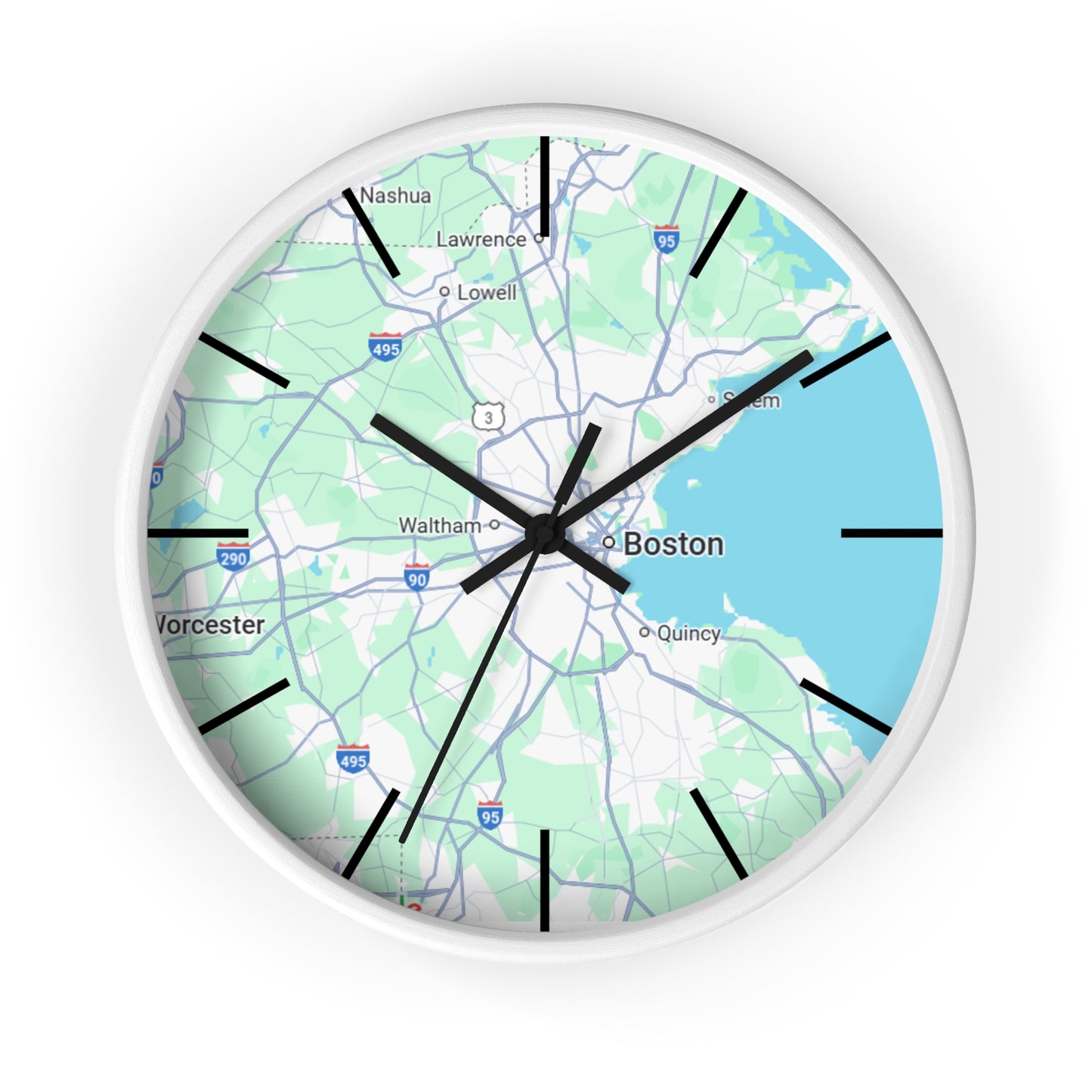 Boston Map Wall Clock - Unique Home Decor, Gift for Boston Lovers, Custom Wall Art, Office Decorations, Modern Timepiece