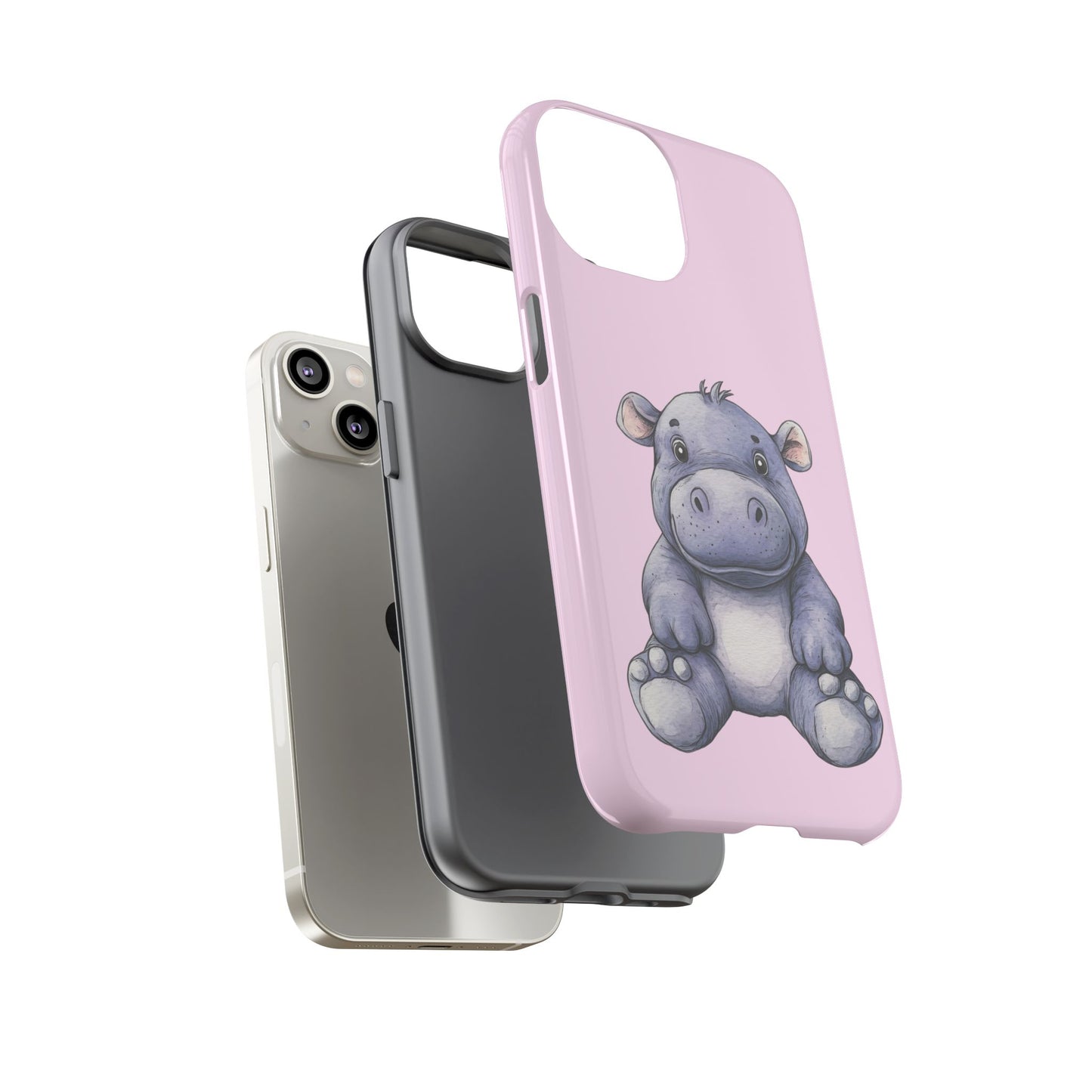 Cute Hippo Phone Case - Tough Cases, Animal Phone Cover, Kawaii Accessories, Gifts for Kids, Unique Tech Gear