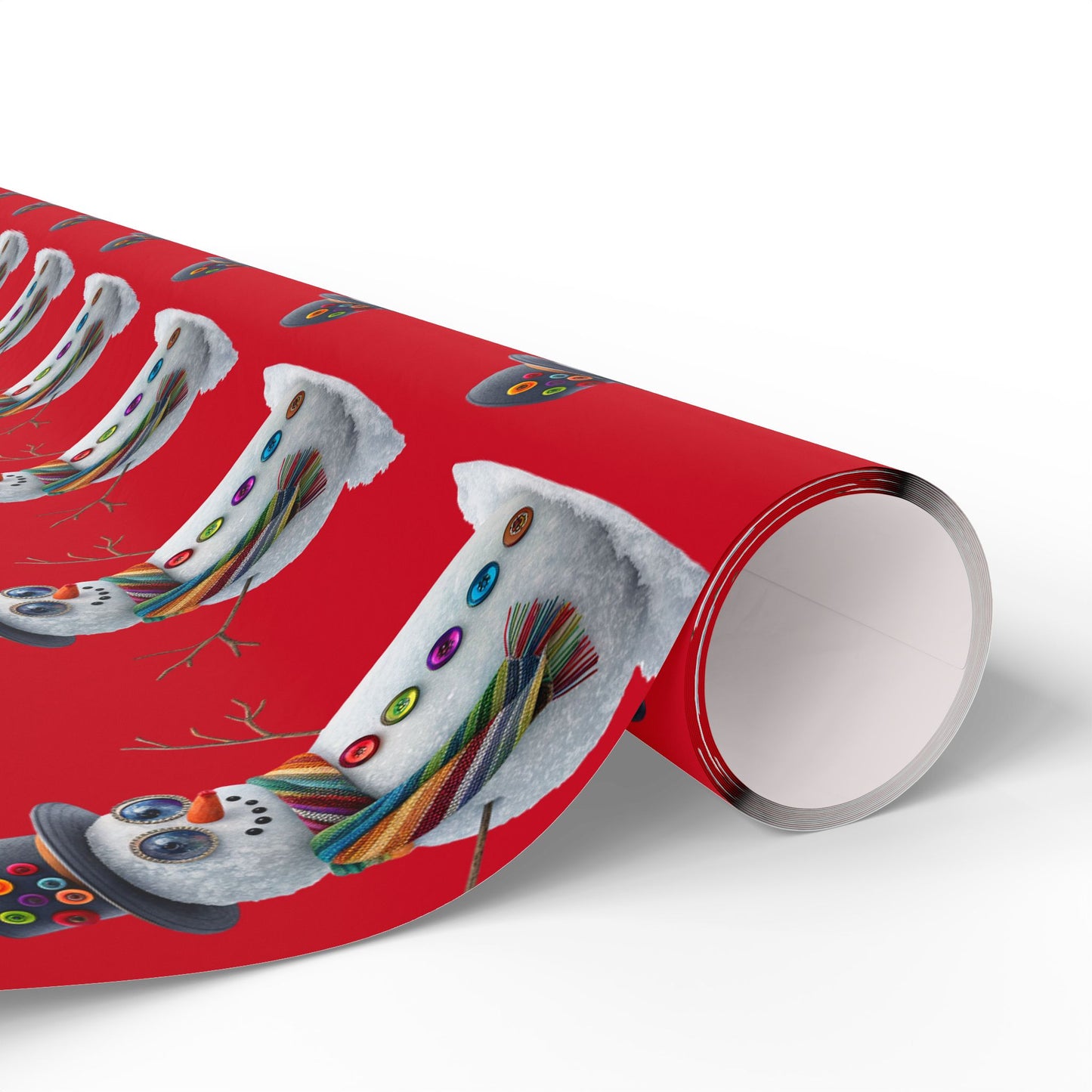 Red Snowman Wrapping Paper Roll – Festive Holiday Gift Wrap with Cute Snowmen Pattern