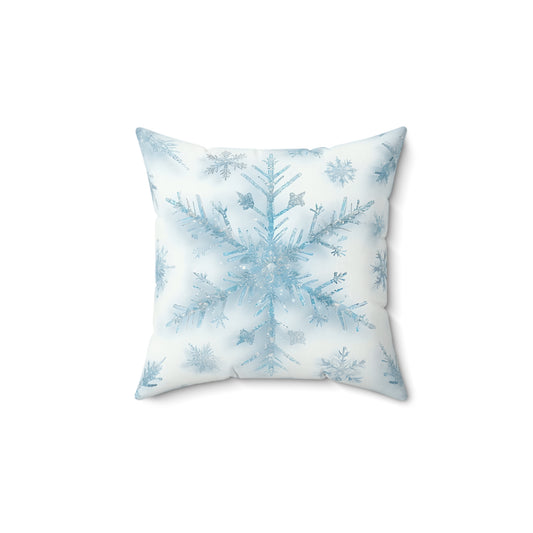 Winter Snowflake Faux Suede Pillow, Cozy Home Decor, Winter Decoration, Holiday Gift, Snow Themed Cushion