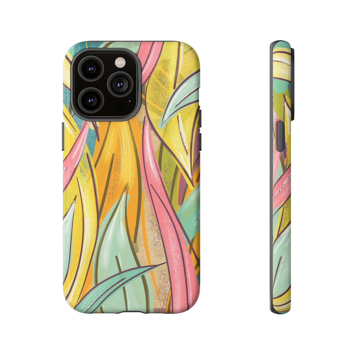 Vibrant Phone Case with Colorful Leaf Design, Tough Cases for Nature Lovers, Eco-Friendly Gift, Summer Vibes, Floral Phone Cover