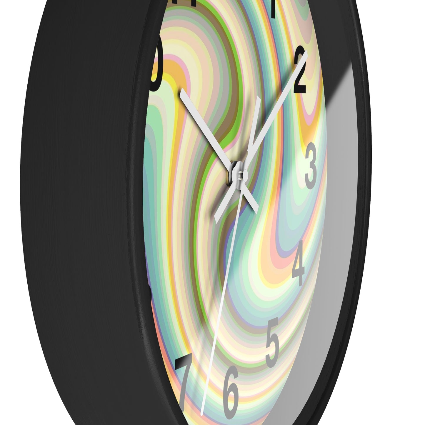 Swirl Pastel Wall Clock — Retro Psychedelic Timepiece for Home Decor