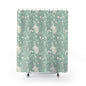 Botanical Leaf Shower Curtain — Mint Green Floral Bathroom Decor
