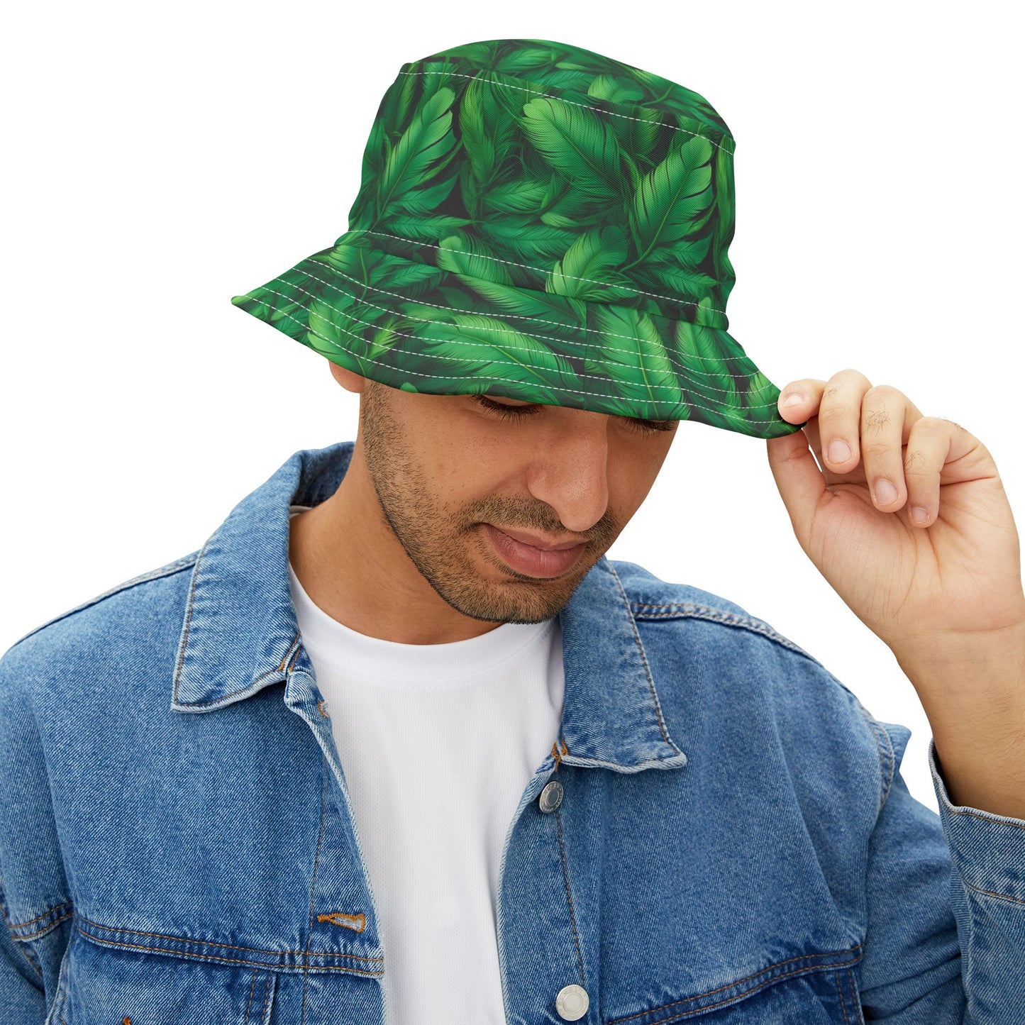 Tropical Leaf Print Bucket Hat, Trendy Sun Hat, Gift for Him, Her, Summer Accessory, Beachwear, Festival Style