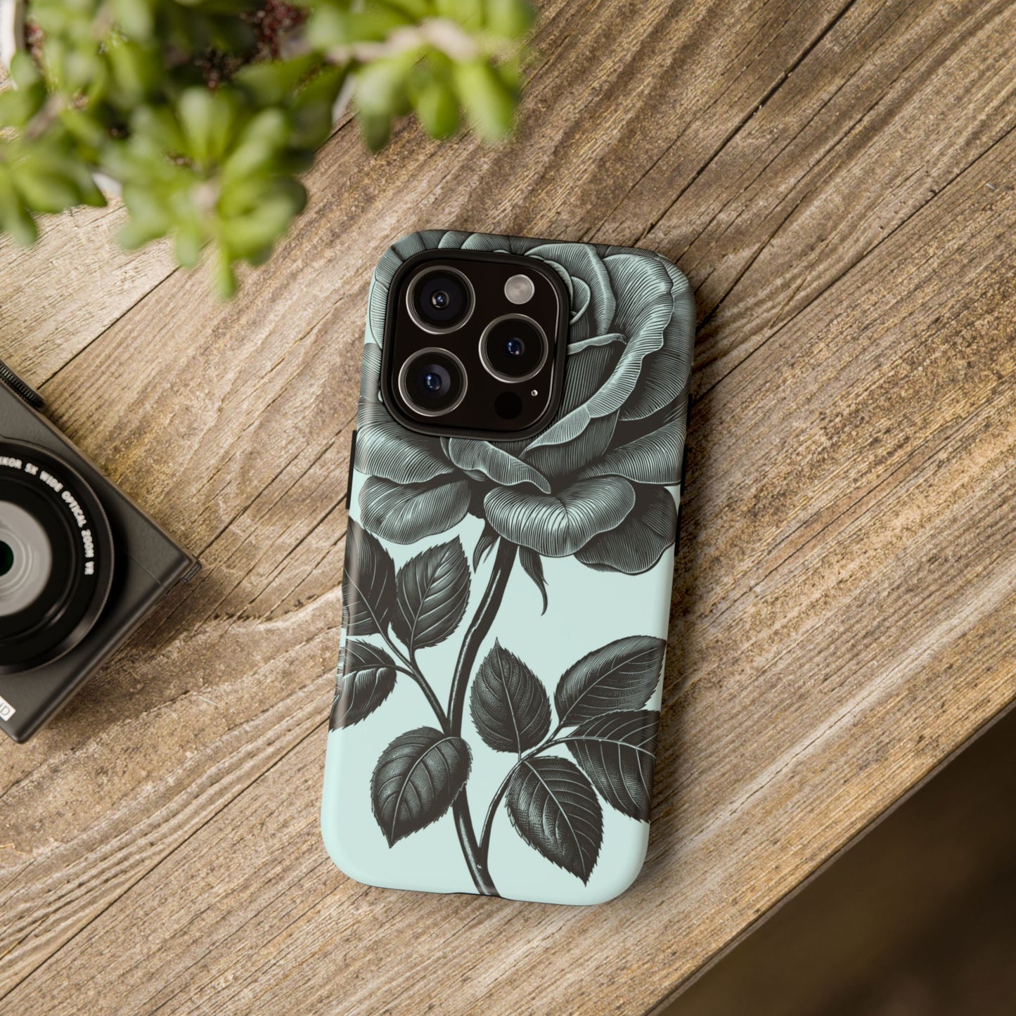 Elegant Floral Phone Case, Tough Cases for iPhones, Black Rose Design, Gift for Her, Stylish Phone Cover, Birthday Gifts