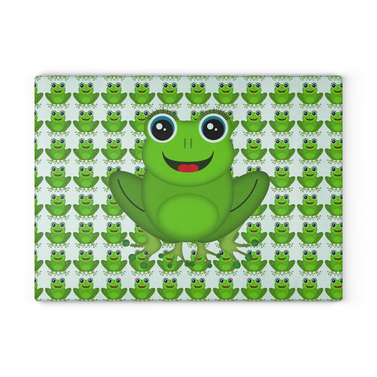 Cheerful Frog Design Glass Cutting Board, Kitchen Decor, Gift for Nature Lovers, Funny Cooking Gift, Frog Lover's Kitchen