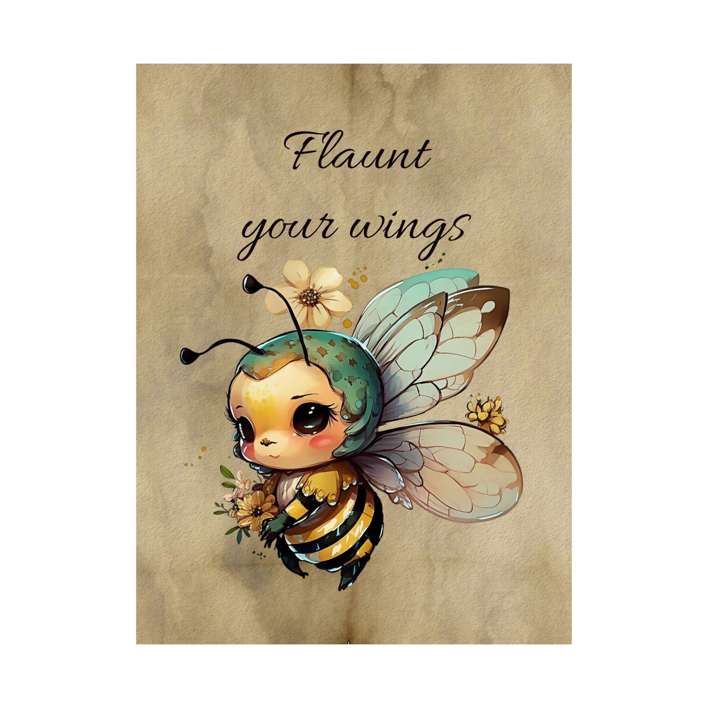 Whimsical Bee Poster Art - Flaunt Your Wings, Cute Bee Decor, Nursery Wall Art, Gift for Kids, Insect Lover's Gift